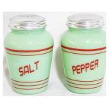 Pair Jadeite Salt & Pepper Shakers