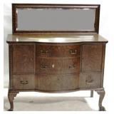 Vintage Tiger Oak Claw Foot Buffet w/ Miirror
