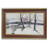 Watercolor Painting in Carved Frame 14.5x22