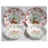 4 Fitz & Floyd Christmas Bowls Set - 8.5 x 10"
