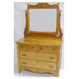 Carved Oak Dresser with Mirror