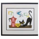 MID CENTURY MODERN CAT AND COFFEE
