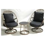 Pair Rattan Chairs w/ Table