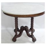Victorian Oval Marble Top Parlor Table