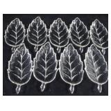 9 Glass Leaf Dishes - 10" x 4.25"