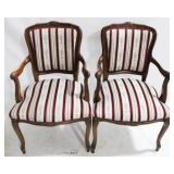 Pair French Carved Arm Chairs