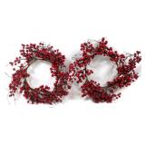 Two Cranberry 14" Wreaths