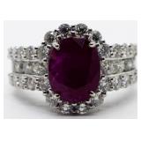 Platinum Natural Ruby & Diamond Ring