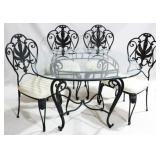 Glass Top Metal Dinette Table w/ 4 Chairs