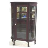 Vintage Claw Foot Curved Glass China Cabinet