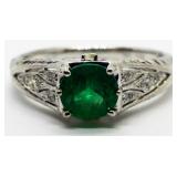 18K Emerald & Diamond Ring