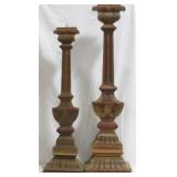 Pair of Large Wood Candle Prickets - 36"