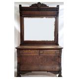 Original finish carved oak dresser w/ mirror