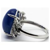 Cabochon Cut Blue Burmese Sapphire Ring