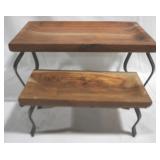 2 pc Set Wood Tray Stands