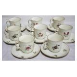 8 Royal Copenhagen Cups and Saucers