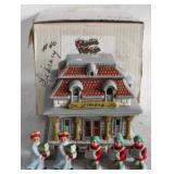 Colonial Village "Library" with Figures and Box