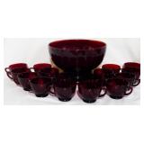 Vintage Ruby Red Punchbowl Set