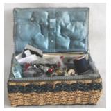 Sewing Basket w / Contents - 10" x 5.5" x 4.5"
