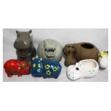 7 Assorted Hippo Figures