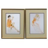 Set of 2 Pin Up Girls by Alberto Vargas