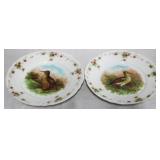 Pair Antique Bird Plates 8"