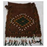 Hand Beaded Native Leather Pouch 6.5x9