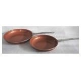 2 Copper Frying Pans - 8.5" & 10" Round