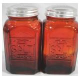 Red Glass Salt and Pepper Shakers 4.5" Tall