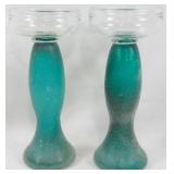 Pr Glass Candlestands 10.5"