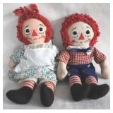 Raggedy Ann & Andy Dolls - 15" Tall