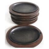 6 Wood & Cast Iron Plates 12 x 9.5