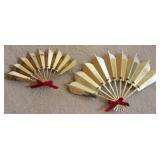 2 Metal Fan Wall Hangings - 10" and 13" Wide