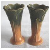 Pair Weller Pottery Vases - 6.5" Tall