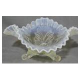 Dugan Opalescent Ruffled Palm Scroll Bowl