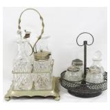 2 Vintage Condiment Sets, 1 stopper missing