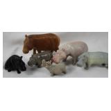 6 Assorted Hippo Figures