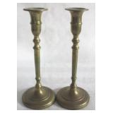 2 pc Set Brass Candle Holders - 9" Tall