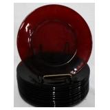 11 Ruby Red Glass Plates 9.5"