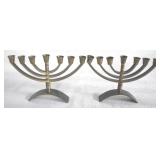 Pair Brass Menorahs - 7" x 5"