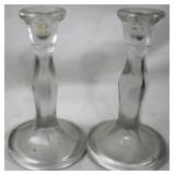 2pc Set Glass Candle Holders 7.5"