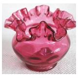 Fenton Cranberry Glass Vase 3.5" x 4.5"