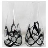 Pr Art Glass Vases 14"
