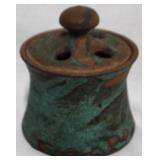 Pottery Jar with Lid Signed 7x5.5