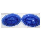 2 Blue Royal Lace Grill Plates 10"