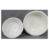 2 Vintage Enamel Bowls 3.5x12"