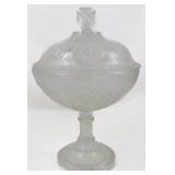 Vintage Large Pressed Glass Compote w/ lid 13"