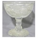 Large Heavily Cut Glass Compote 10x9"