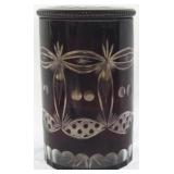 Bohemian Ruby Cut To Clear Lidded Jar