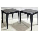 Pair Alden Parkes Riviera Stone Top End Tables